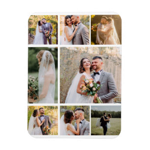 Create Your Own 8 Photo Wedding Collage Magnet