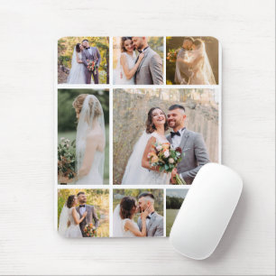 Create Your Own 8 Photo Wedding Collage Mouse Mat