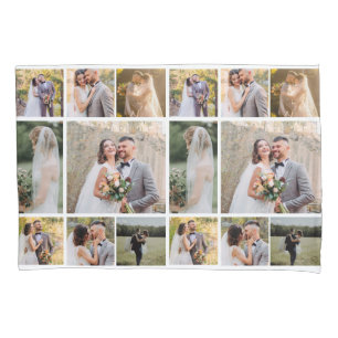 Create Your Own 8 Photo Wedding Collage Pillowcase