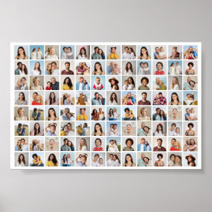 Create Your Own 96 Photo Collage Editable Colour Poster
