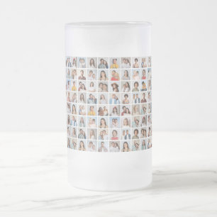 Create Your Own 96 Photo Collage Frosted Glass Beer Mug