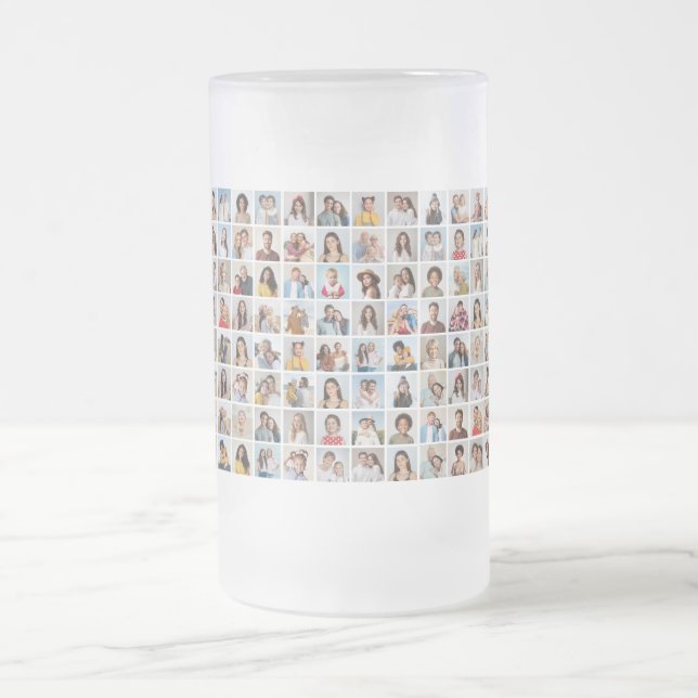 Create Your Own 96 Photo Collage Frosted Glass Beer Mug (Center)