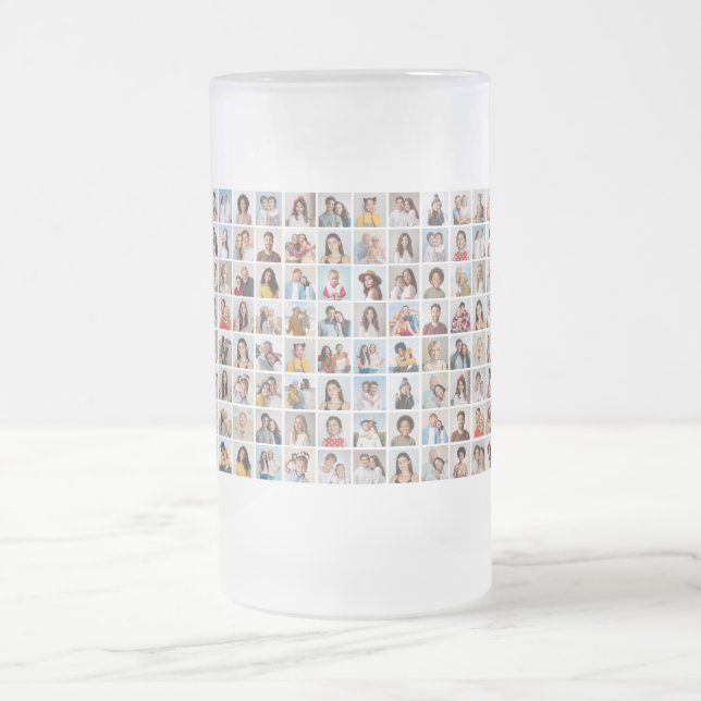 Create Your Own 96 Photo Collage Frosted Glass Beer Mug (Center)