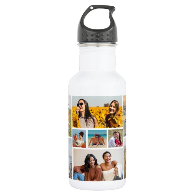 Create Your Own 9 Photo Collage 532 Ml Water Bottle (Front)
