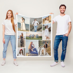 Create Your Own 9 Photo Collage Fleece Blanket