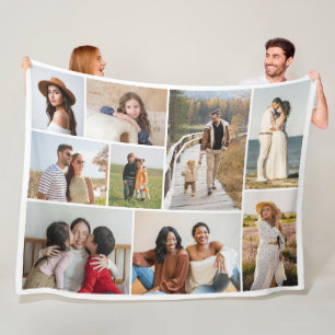 Create Your Own 9 Photo Collage Fleece Blanket
