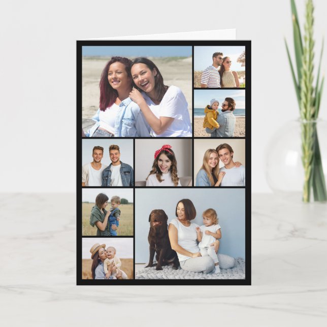 Create Your Own 9 Photo Collage Folded Greeting Card (Front)