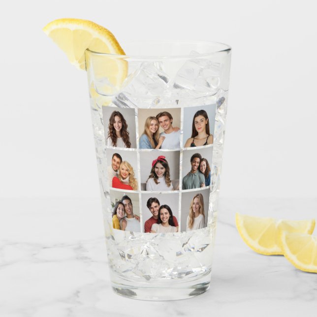 Create Your Own 9 Photo Collage Glass (Front Ice)