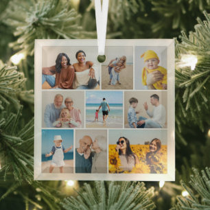 Create Your Own 9 Photo Collage Glass Tree Decoration