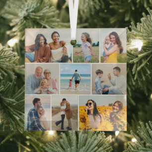 Create Your Own 9 Photo Collage Glass Tree Decoration