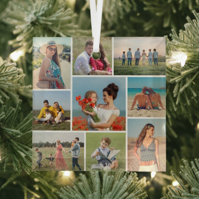 Create Your Own 9 Photo Collage Glass Tree Decoration (Insitu)