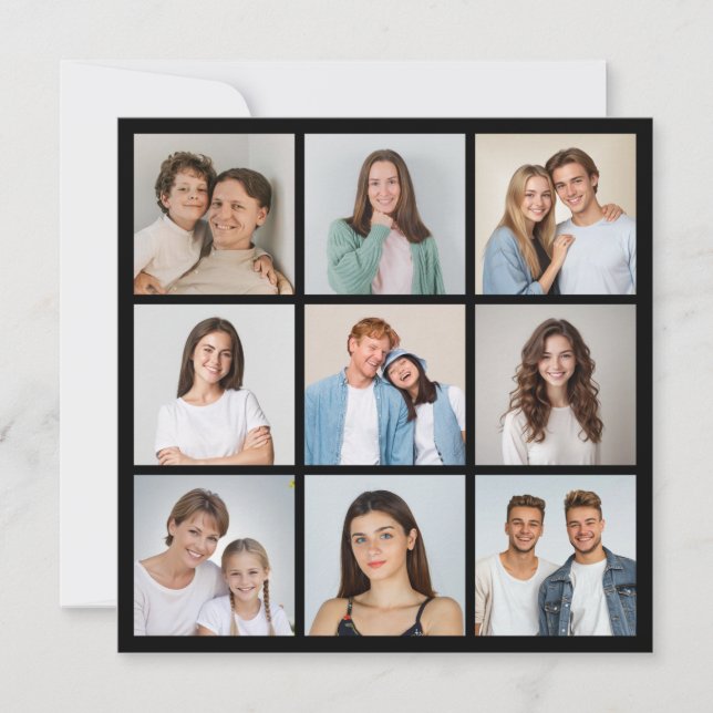 Create Your Own 9 Photo Collage Greeting Card (Front)