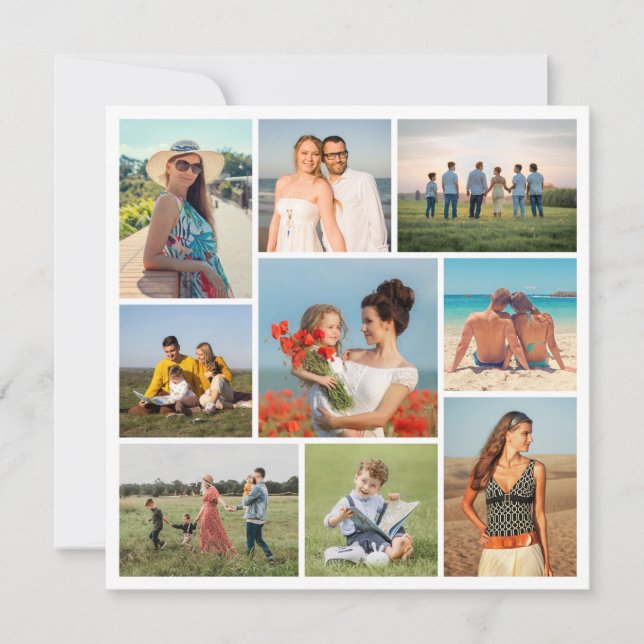 Create Your Own 9 Photo Collage Greeting Card (Front)