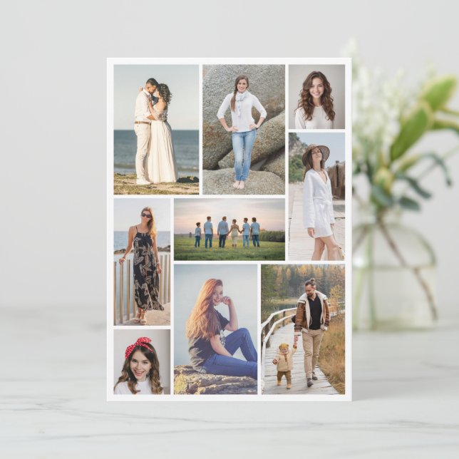 Create Your Own 9 Photo Collage Greeting Card (Standing Front)