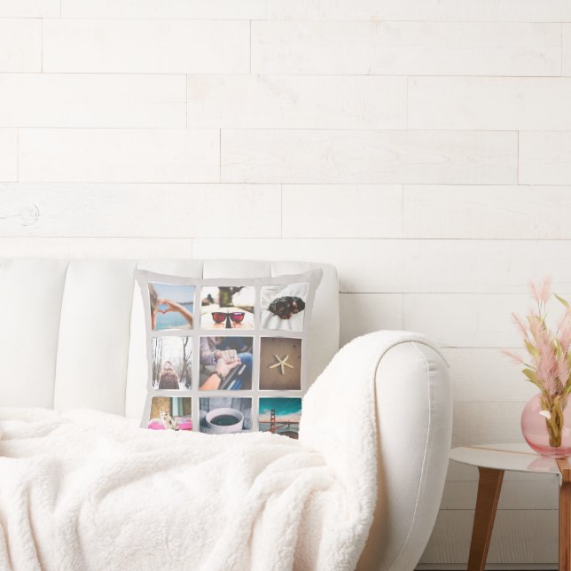 Create Your Own 9 Photo Collage Instagram Pillow (Couch)