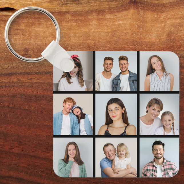 Create Your Own 9 Photo Collage Key Ring (Front)
