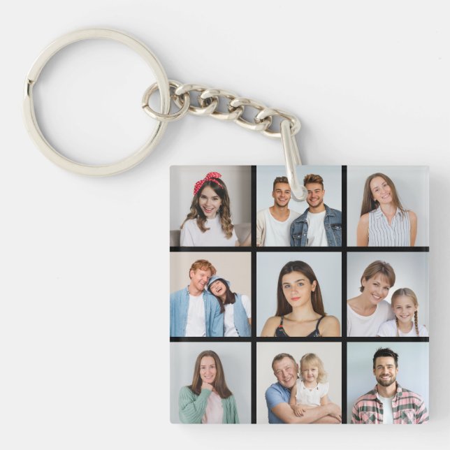 Create Your Own 9 Photo Collage Key Ring (Front)