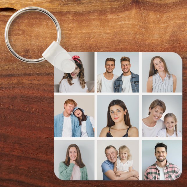 Create Your Own 9 Photo Collage Key Ring (Front)