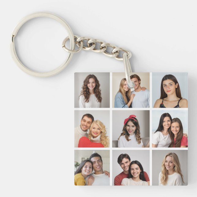 Create Your Own 9 Photo Collage Key Ring (Front)