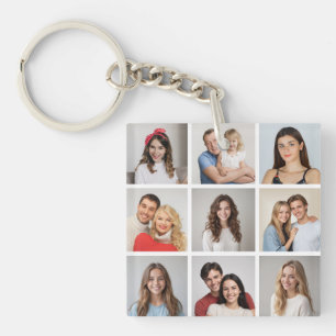 Create Your Own 9 Photo Collage Key Ring