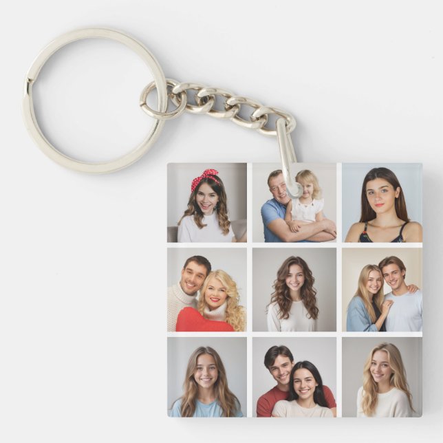 Create Your Own 9 Photo Collage Key Ring (Front)