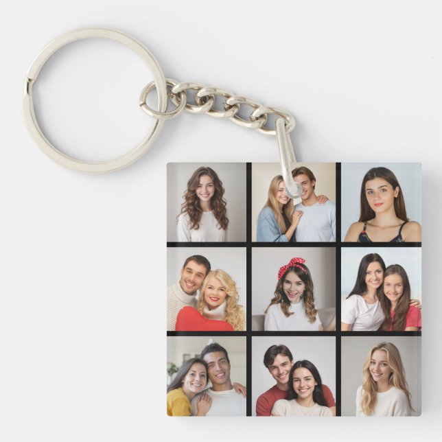 Create Your Own 9 Photo Collage Key Ring (Front)