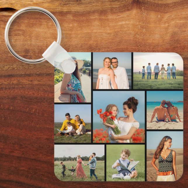 Create Your Own 9 Photo Collage Key Ring (Front)