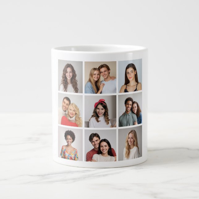 Create Your Own 9 Photo Collage Large Coffee Mug (Front)