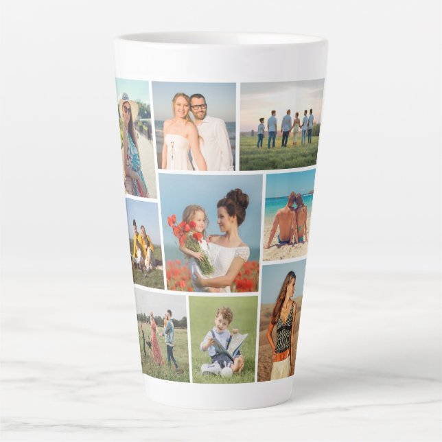 Create Your Own 9 Photo Collage Latte Mug (Front)