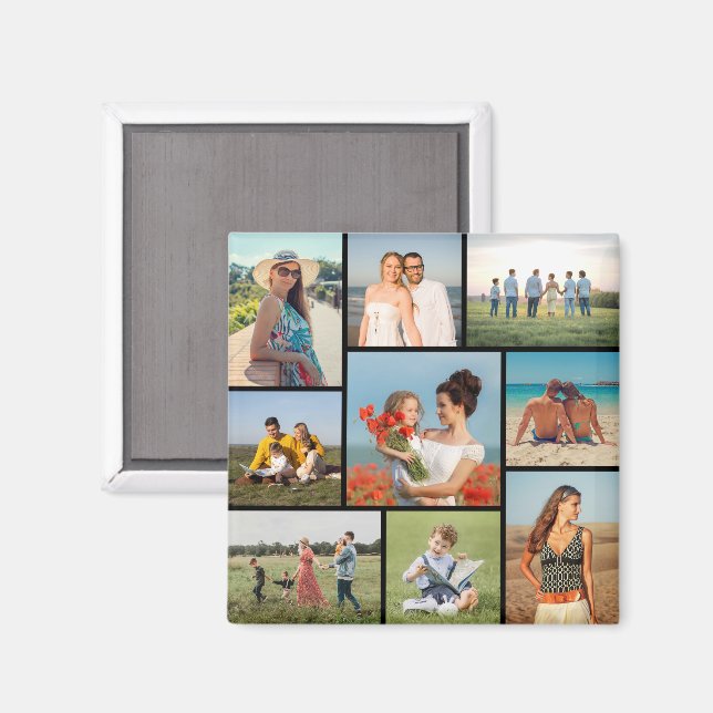 Create Your Own 9 Photo Collage Magnet (Front/Back)