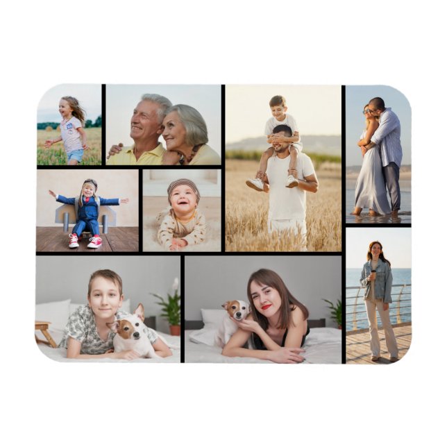 Create Your Own 9 Photo Collage  Magnet (Horizontal)