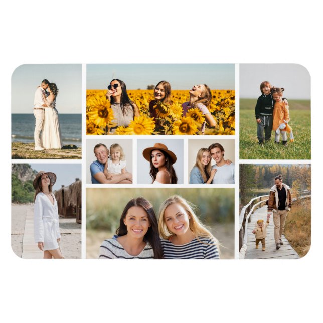 Create Your Own 9 Photo Collage Magnet (Horizontal)