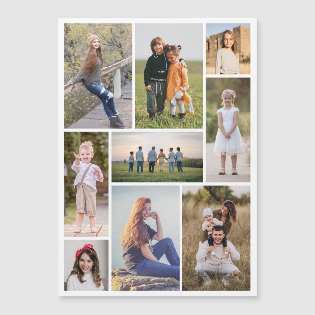 Create Your Own 9 Photo Collage Magnetic Card (Front)