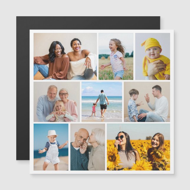 Create Your Own 9 Photo Collage Magnetic Card (Front/Back)