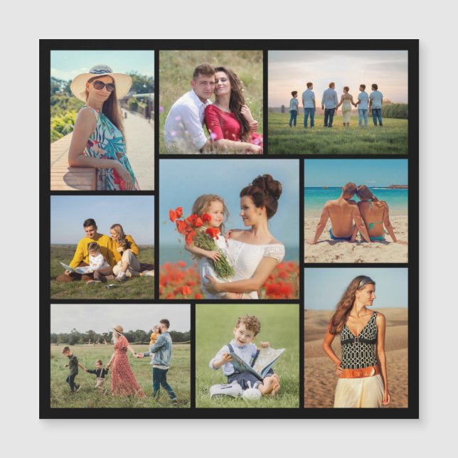 Create Your Own 9 Photo Collage Magnetic Card (Front)