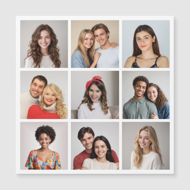 Create Your Own 9 Photo Collage Magnetic Card (Front)