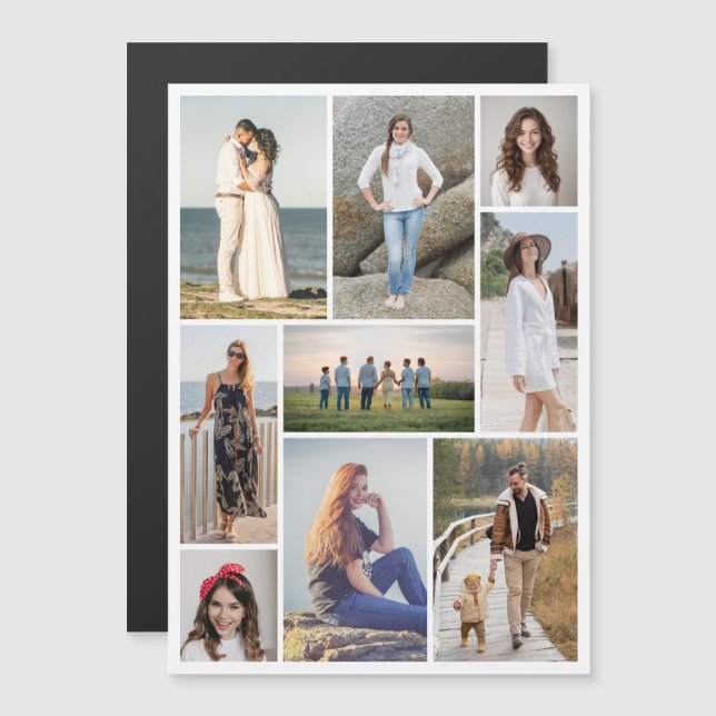 Create Your Own 9 Photo Collage Magnetic Card (Front/Back)