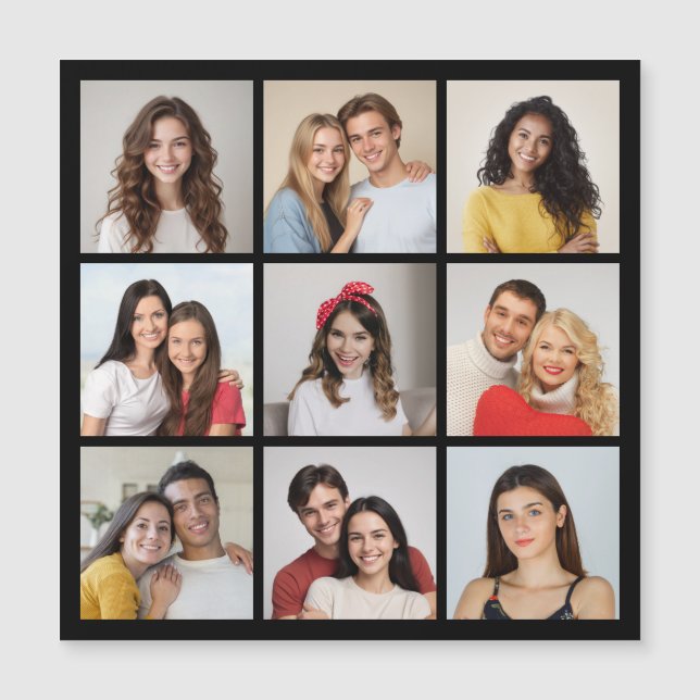 Create Your Own 9 Photo Collage Magnetic Card (Front)