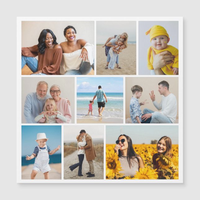Create Your Own 9 Photo Collage Magnetic Card (Front)