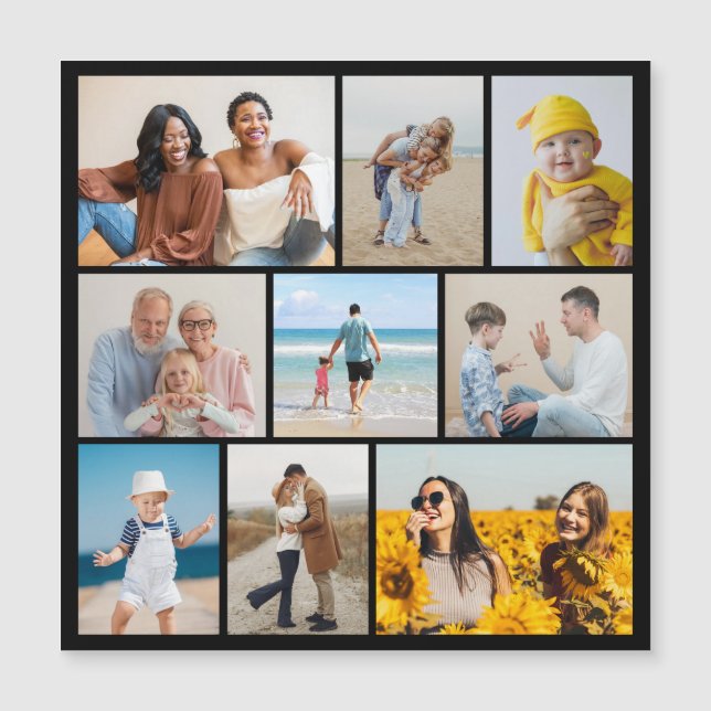 Create Your Own 9 Photo Collage Magnetic Card (Front)