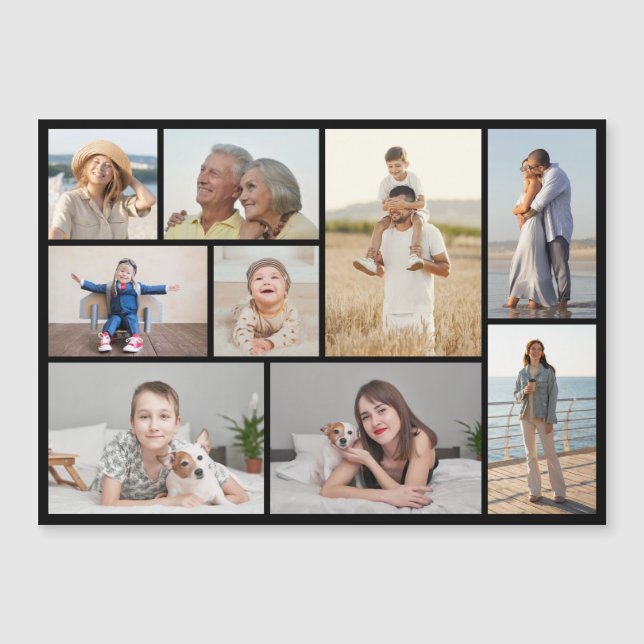 Create Your Own 9 Photo Collage Magnetic Card (Front)