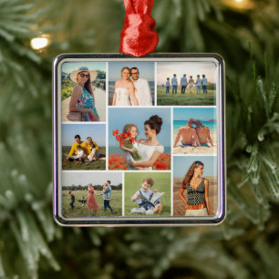 Create Your Own 9 Photo Collage Metal Tree Decoration
