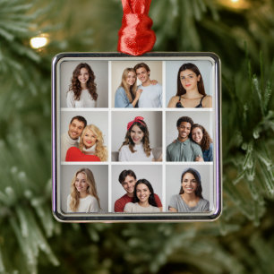 Create Your Own 9 Photo Collage Metal Tree Decoration