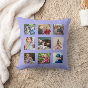Create Your Own 9 Photo Collage Periwinkle Cushion