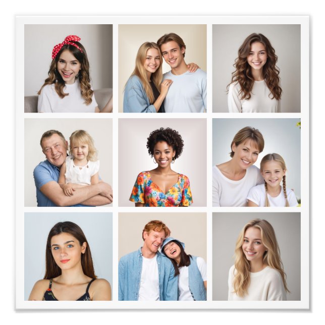 Create Your Own 9 Photo Collage Photo Enlargement Print (Front)