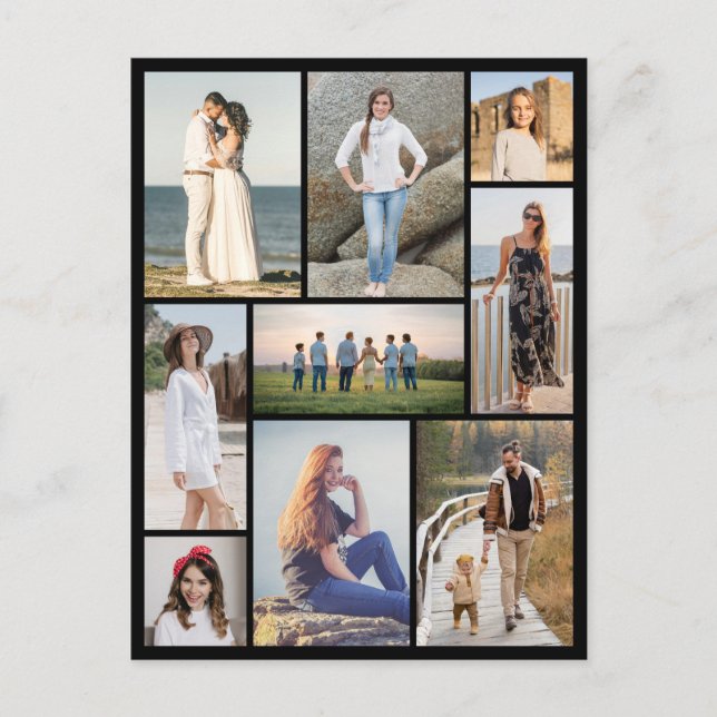 Create Your Own 9 Photo Collage Postcard (Front)
