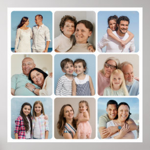 Create Your Own 9 Photo Collage Rounded Corners Poster