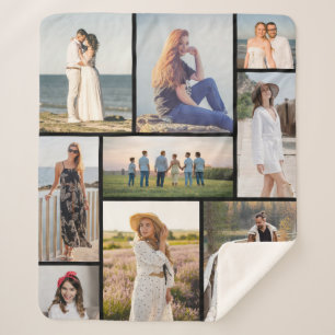 Create Your Own 9 Photo Collage Sherpa Blanket