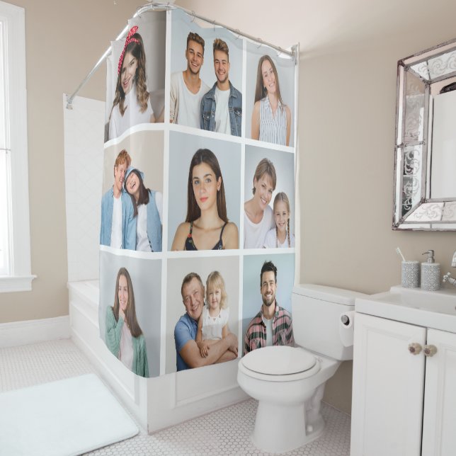 Create Your Own 9 Photo Collage Shower Curtain (In Situ)