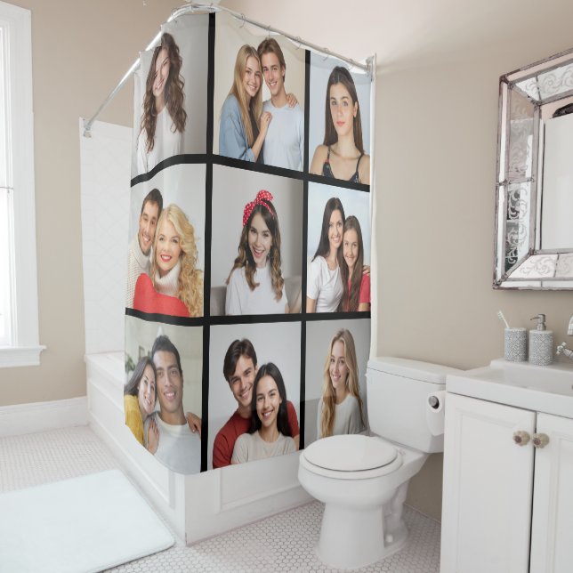 Create Your Own 9 Photo Collage Shower Curtain (In Situ)